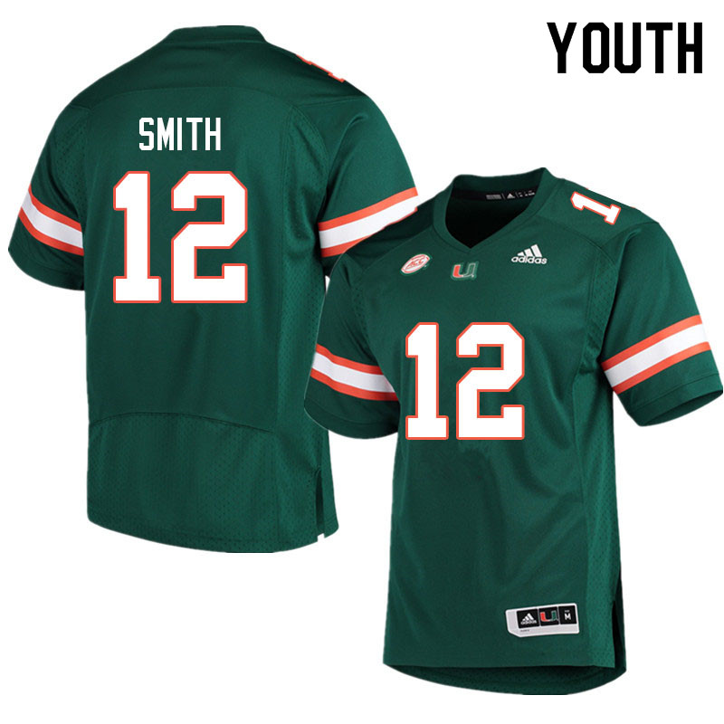 Youth #12 Brashard Smith Miami Hurricanes College Football Jerseys Sale-Green
